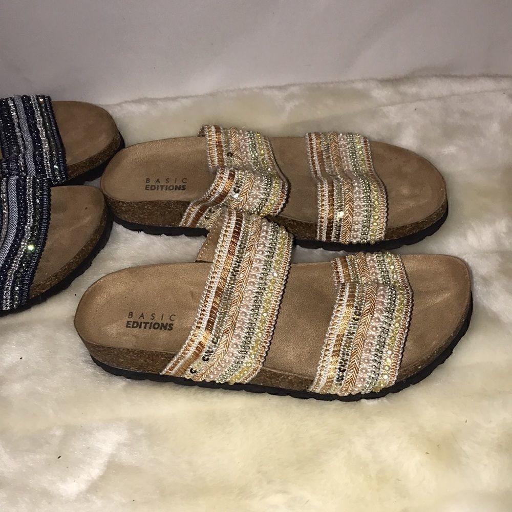2 pairs of Basic Edition Women’s slip on sandals - Picture 5 of 10